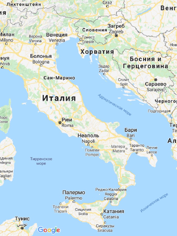 Карта Италии. Туры с Май Тревел
